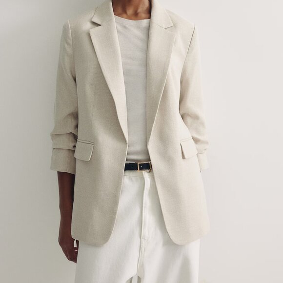 NWT H&M Gathered Sleeve Open Front Blazer SZ M - Picture 9 of 13